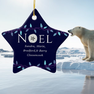 Noel Navy Blue Sand Dollar Nautical Kerstmis Keramisch Ornament