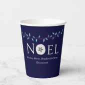 Noel Navy Blue Sand Dollar Nautical Kerstmis Papieren Bekers (Achterkant)