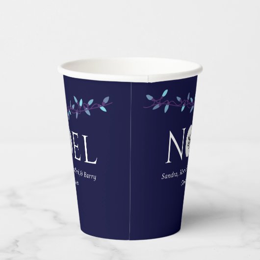 Noel Navy Blue Sand Dollar Nautical Kerstmis Papieren Bekers (Rechts)