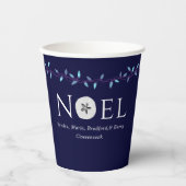 Noel Navy Blue Sand Dollar Nautical Kerstmis Papieren Bekers (Voorkant)