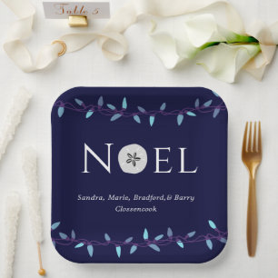 Noel Navy Blue Sand Dollar Nautical Kerstmis Papieren Bordje