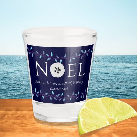 Noel Navy Blue Sand Dollar Nautical Kerstmis Sho Shot Glas