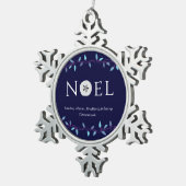 Noel Navy Blue Sand Dollar Nautical Kerstmis Tin Sneeuwvlok Ornament (Rechts)