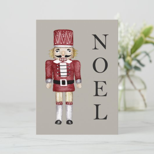 Noel Nutcracker Pine Holiday Christmas Kaart (Staand voorkant)