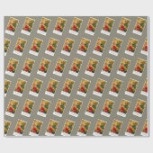 Noël op kerstboom, leuk gepersonaliseerd kerstfees cadeaupapier (Vlak)