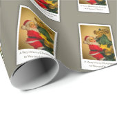 Noël op kerstboom, leuk gepersonaliseerd kerstfees cadeaupapier (Rol Hoek)