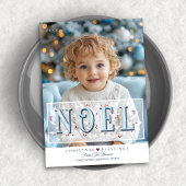 Noel Overlay Blauw Wit Foto Kerst Kaart