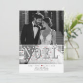 Noel Overlay Grijs Wit Foto Kerst Kaart (Staand voorkant)