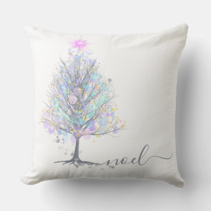 Noel pastel licht op kerstboom kussen