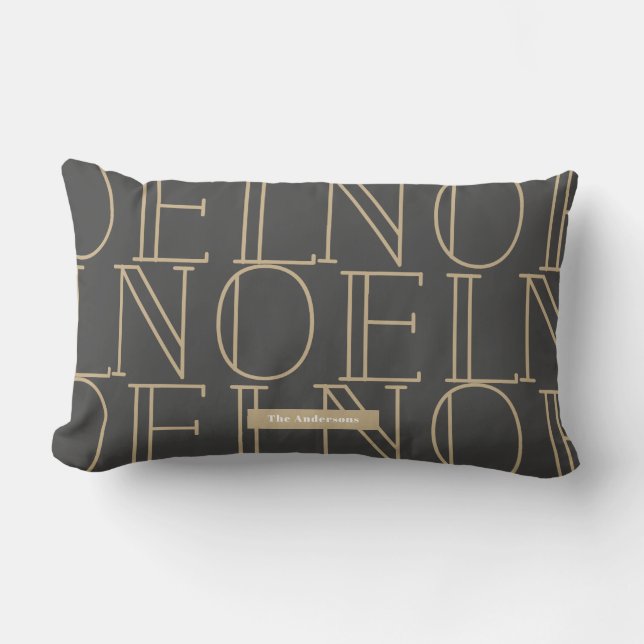 NOEL Pattern Dark Grey & Gold Kussen (Voorkant)