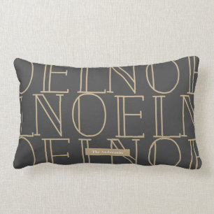 NOEL Pattern Dark Grey & Gold Kussen