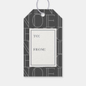 NOEL Pattern kerstboom donkergrijze cadeautjes Lab Cadeaulabel (Achterkant)