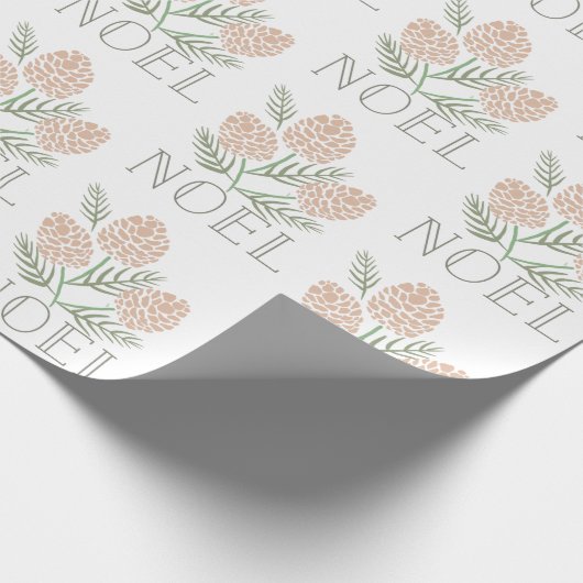 NOEL Pine Cone Pattern White Cadeaupapier (Hoek)