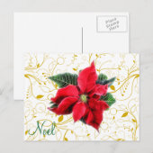 Noel Poinsettia Feestdagenkaart (Voorkant / Achterkant)