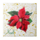 Noel Poinsettia Tegeltje (Voorkant)