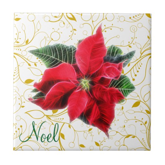 Noel Poinsettia Tegeltje (Voorkant)