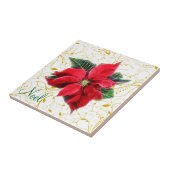 Noel Poinsettia Tegeltje (Zijkant)