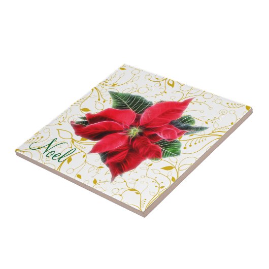 Noel Poinsettia Tegeltje (Zijkant)