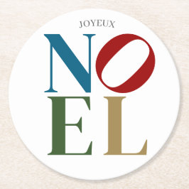 NOEL Pop Letter Art Geïnspireerd op kerst Ronde Kartonnen Onderzetter