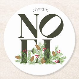 NOEL Pop Letter Art Geïnspireerd op kerst Ronde Kartonnen Onderzetter