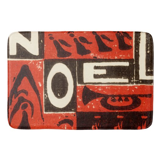 Noel Red Block Print Badmat (Voorkant)