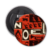 Noel Red Block Print Button Flesopener (Voorkant)