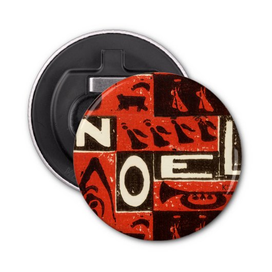 Noel Red Block Print Button Flesopener (Voorkant)