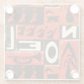 Noel Red Block Print Glazen Onderzetter (Achterkant)