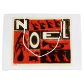Noel Red Block Print Groot Cadeauzakje (Voorkant)