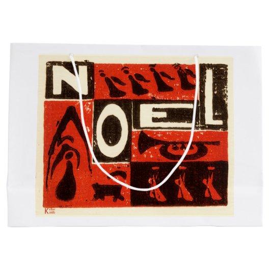 Noel Red Block Print Groot Cadeauzakje (Achterkant)