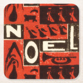 Noel Red Block Print Kartonnen Onderzetters (Voorkant)