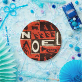 Noel Red Block Print Papieren Bordje (Feest)