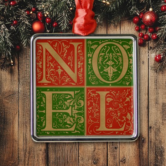 Noel Red en Green Decorative Holiday Metalen Ornament