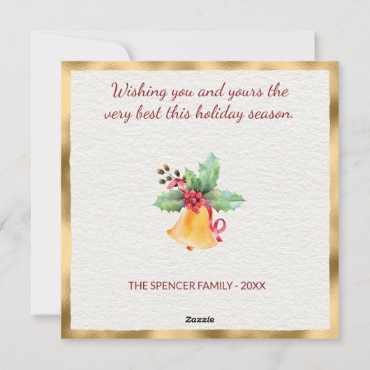 NOEL Red & Gold Holly Berries Poinsettia Kerstmis Feestdagenkaart (Achterkant)