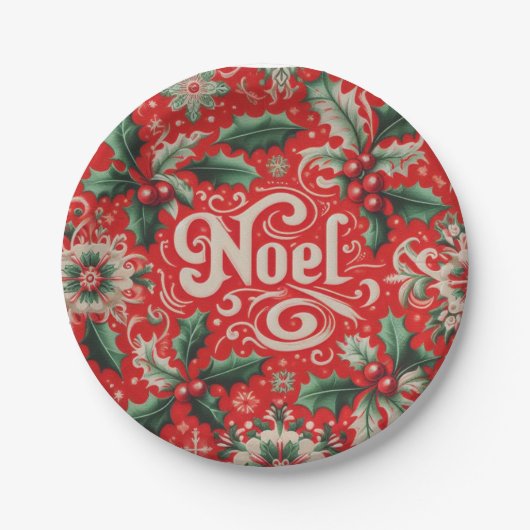 Noel Red & Green Papieren Bordje (Voorkant)