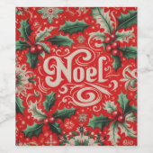 Noel Red & Green Wijn Etiket (Enkel label)