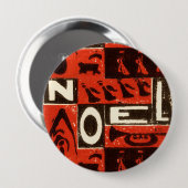 Noel Red Ronde Button 4,0 Cm (Voorkant /achterkant)