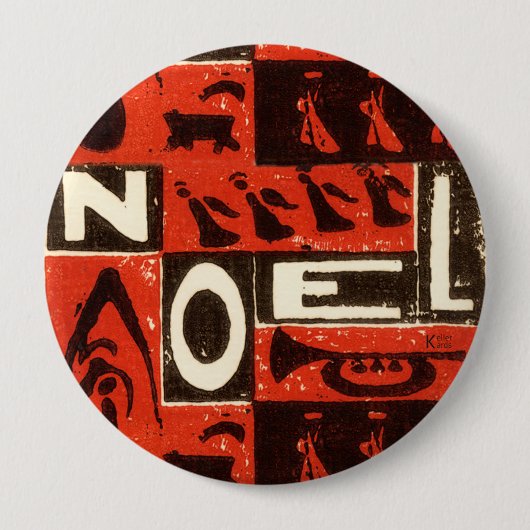 Noel Red Ronde Button 4,0 Cm (Voorkant)