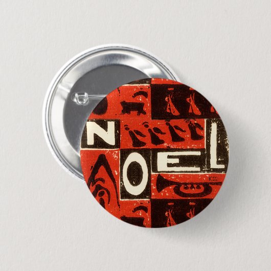 Noel Red Ronde Button 5,7 Cm (Voorkant /achterkant)