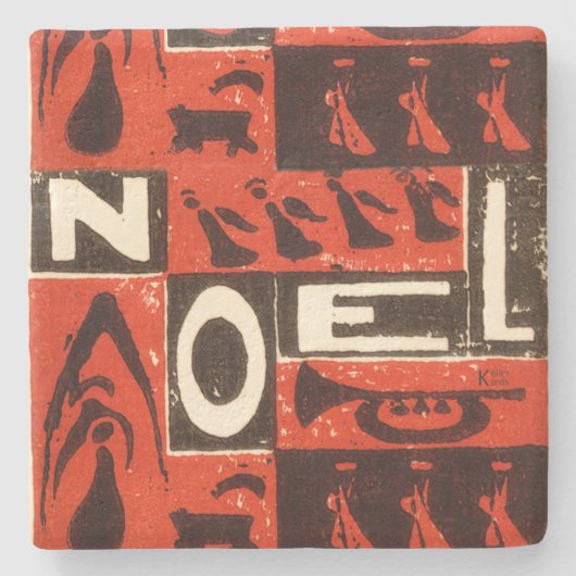 Noel Red Stenen Onderzetter (Voorkant)