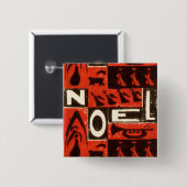 Noel Red Vierkante Button 5,1 Cm (Voorkant /achterkant)