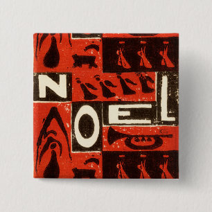 Noel Red Vierkante Button 5,1 Cm