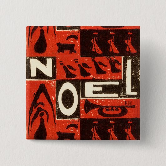 Noel Red Vierkante Button 5,1 Cm (Voorkant)