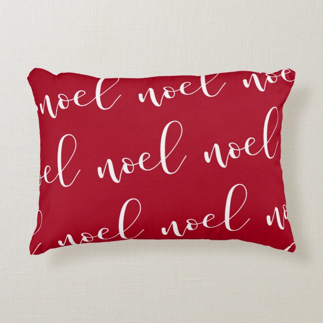 Noel | Rood kerstscript Decoratief Kussen (Voorkant)