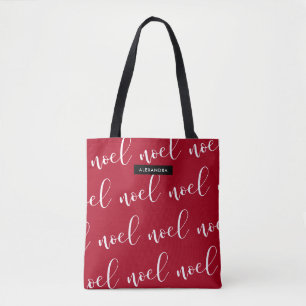 Noel Rood kerstscript met jouw naam Tote Bag