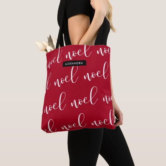 Noel | Rood kerstscript met jouw naam Tote Bag (Dichtbij)