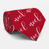 Noel | Rood met kerstscript Stropdas (Opgerold)