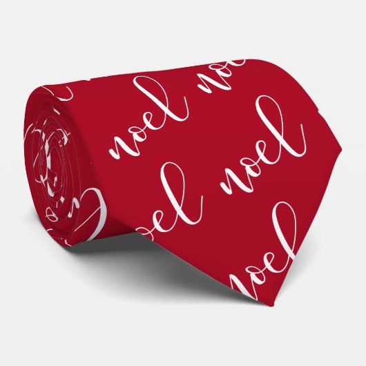 Noel | Rood met kerstscript Stropdas (Opgerold)