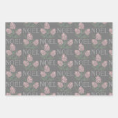 NOEL Roze Pine Cone Patroon Wit & Grijs Inpakpapier Vel (Voorkant 3)