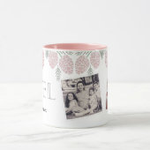 NOEL Roze Pine Cone Witte Kerstfoto Mok (Midden)